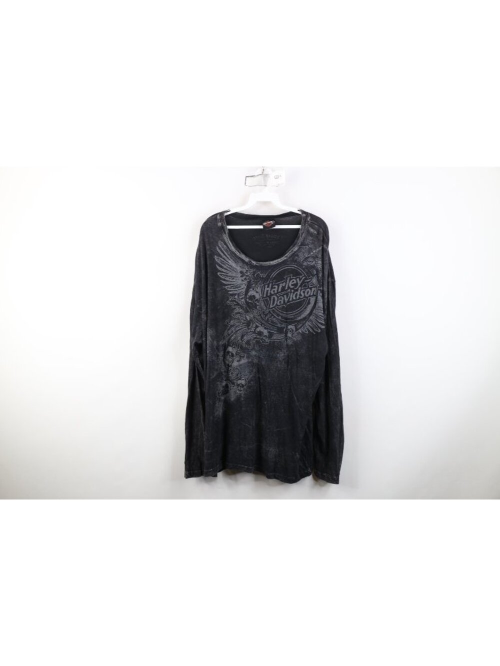 Vtg Harley Davidson Mens XL Acid Wash Skull Tribal Long Sleeve T-Shirt Cotton